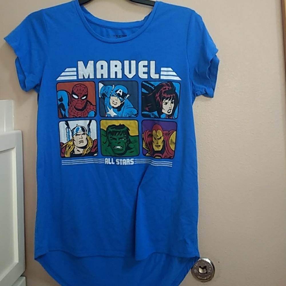 Blue High-Low Marvel Comic Graphic Tee